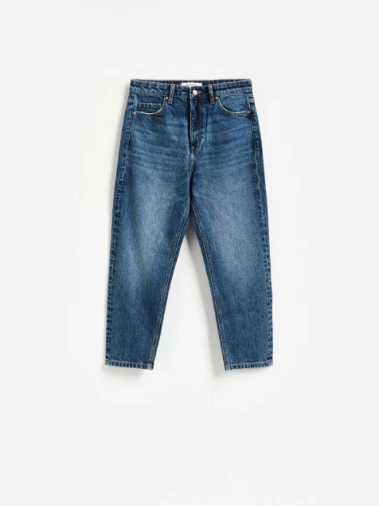 Zdjęcie produktu Reserved - Jeansy mom fit z krótszą nogawką - granatowy