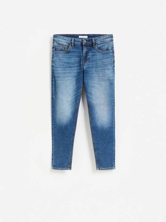 Zdjęcie produktu Reserved - Jeansy skinny z efektem sprania - niebieski