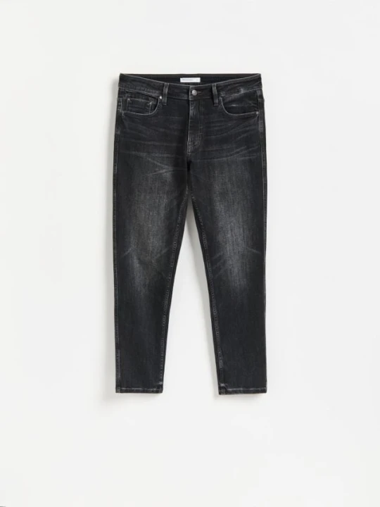 Zdjęcie produktu Reserved - Jeansy slim fit z efektem sprania - czarny