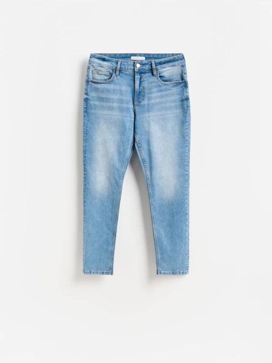 Zdjęcie produktu Reserved - Jeansy slim fit z efektem sprania - niebieski