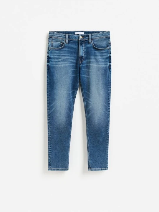 Zdjęcie produktu Reserved - Jeansy slim fit z efektem sprania - niebieski