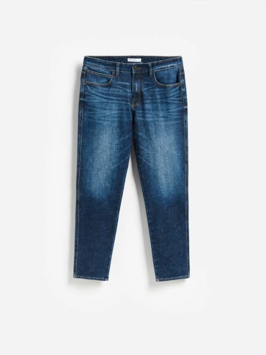 Zdjęcie produktu Reserved - Jeansy slim fit z efektem sprania - niebieski