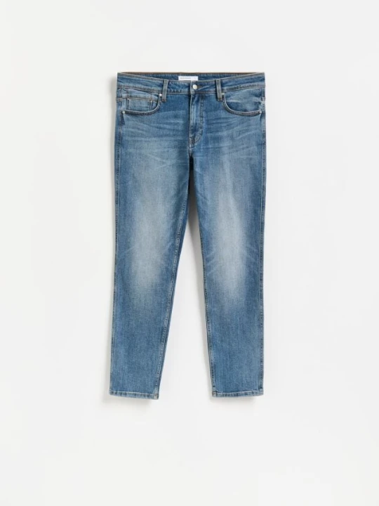 Zdjęcie produktu Reserved - Jeansy slim fit z efektem sprania - niebieski