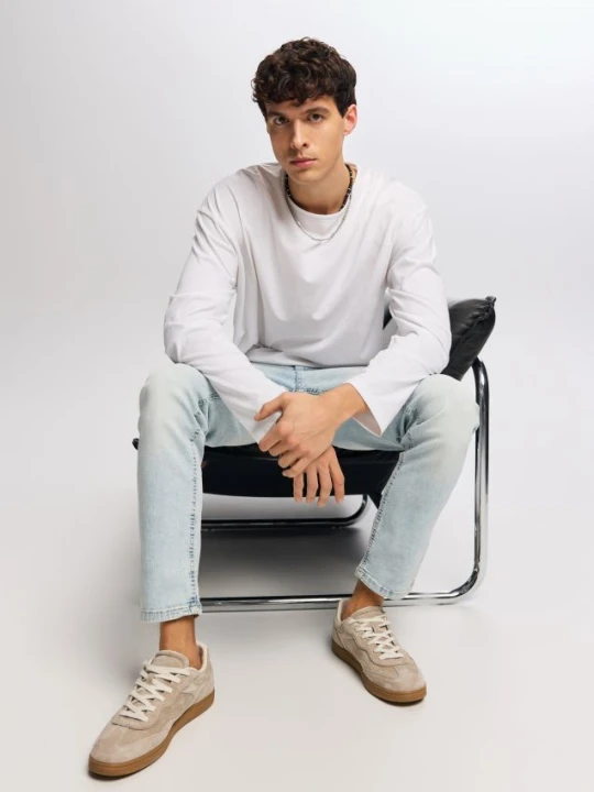 Zdjęcie produktu Reserved - Jeansy slim z efektem sprania - niebieski