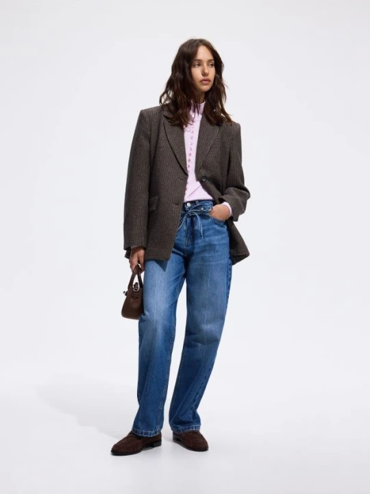Zdjęcie produktu Reserved - Jeansy straight z wiązanym paskiem - indigo jeans
