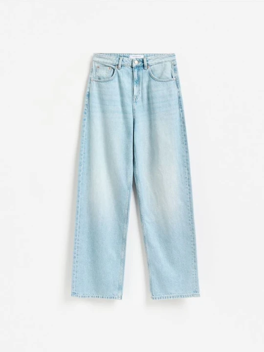 Zdjęcie produktu Reserved - Jeansy straight z wysokim stanem - niebieski