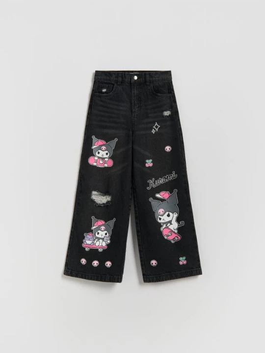 Zdjęcie produktu Reserved - Jeansy super wide leg Kuromi - szary