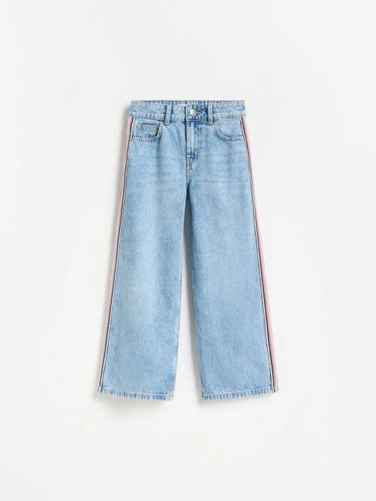 Zdjęcie produktu Reserved - Jeansy super wide leg z lampasami - niebieski