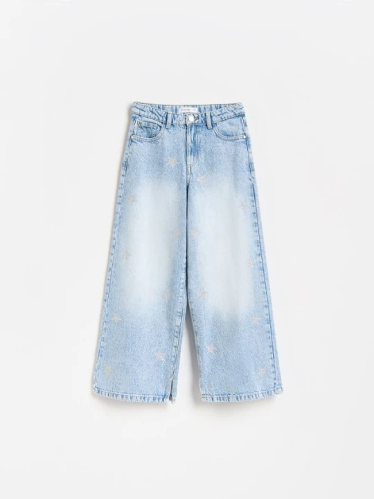 Zdjęcie produktu Reserved - Jeansy super wide leg w gwiazdki - niebieski