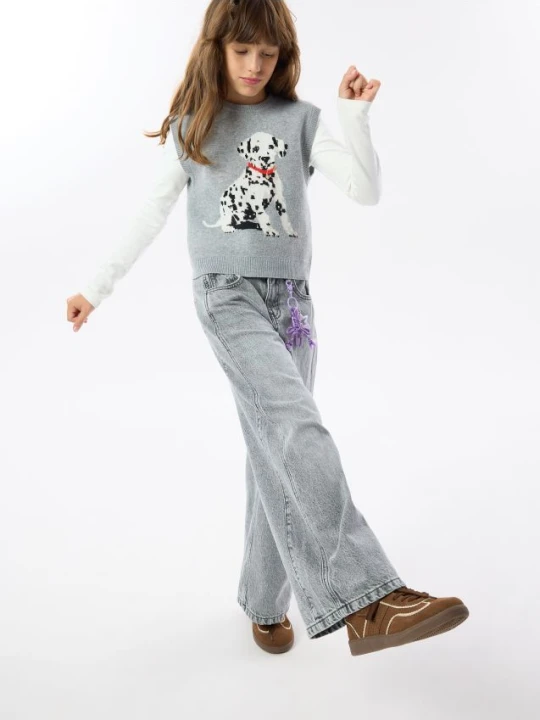 Zdjęcie produktu Reserved - Jeansy super wide leg z breloczkiem - jasnoszary
