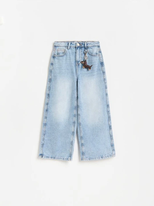 Zdjęcie produktu Reserved - Jeansy super wide leg z breloczkiem - niebieski
