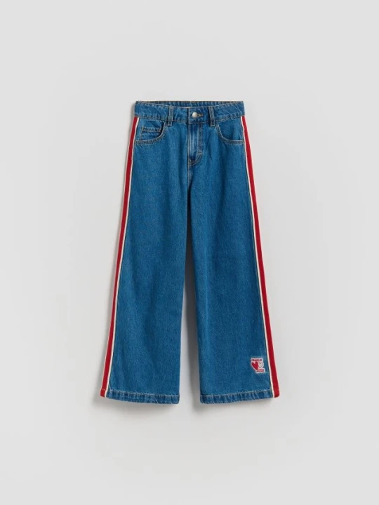 Zdjęcie produktu Reserved - Jeansy super wide leg z lampasami - niebieski