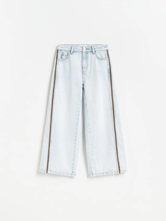 Zdjęcie produktu Reserved - Jeansy super wide leg z lampasami - niebieski
