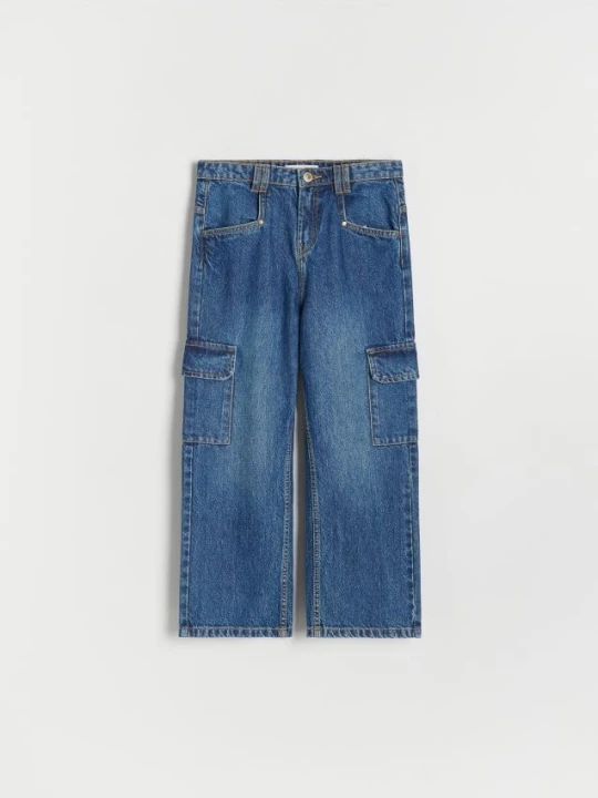 Zdjęcie produktu Reserved - Jeansy wide leg cargo - niebieski