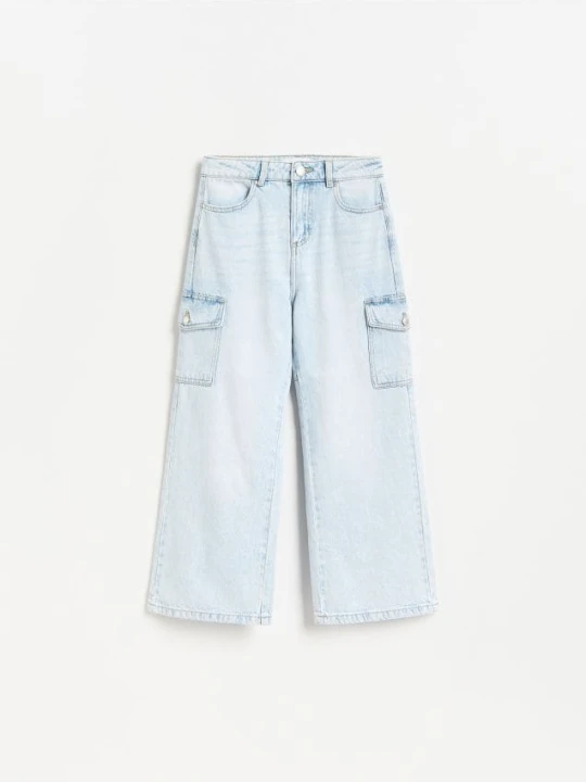 Zdjęcie produktu Reserved - Jeansy wide leg cargo - niebieski