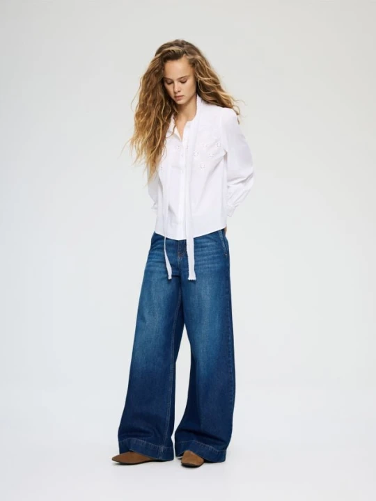 Zdjęcie produktu Reserved - Jeansy wide leg - granatowy