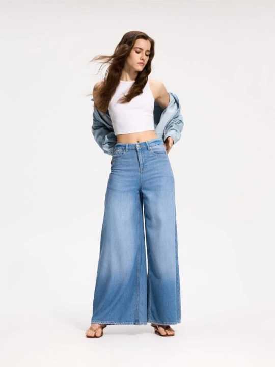 Zdjęcie produktu Reserved - Jeansy wide leg - niebieski