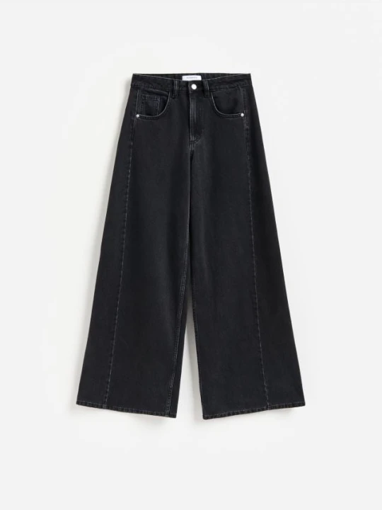 Zdjęcie produktu Reserved - Jeansy wide leg soft - czarny