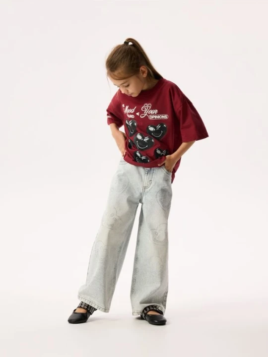 Zdjęcie produktu Reserved - Jeansy wide leg z aplikacją SmileyWorld® - niebieski