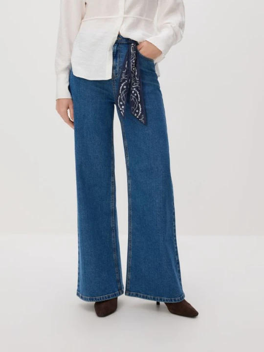 Zdjęcie produktu Reserved - Jeansy wide leg z bandaną - niebieski