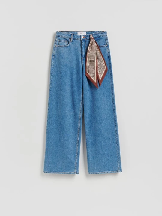 Zdjęcie produktu Reserved - Jeansy wide leg z bandaną - niebieski