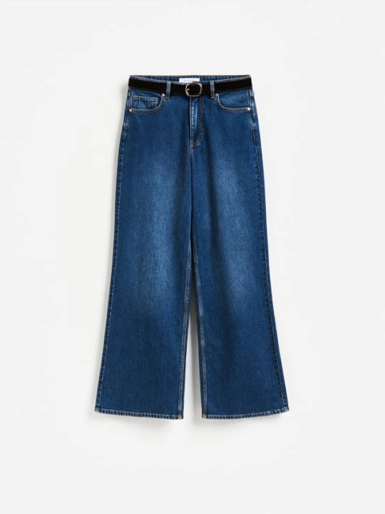 Zdjęcie produktu Reserved - Jeansy wide leg z dodatkiem lyocellu - granatowy
