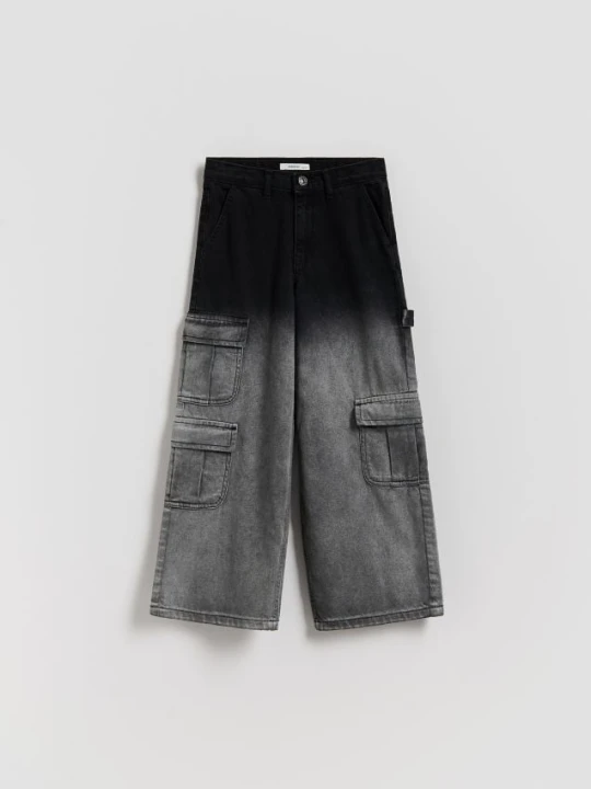 Zdjęcie produktu Reserved - Jeansy wide leg z efektem ombre - czarny
