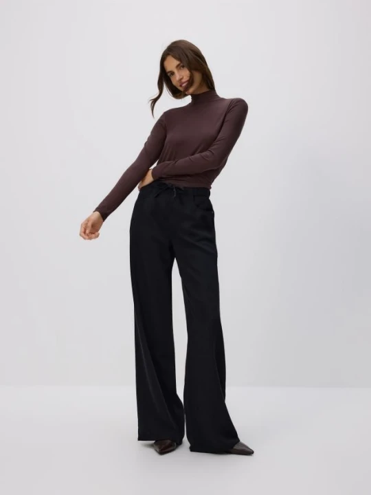 Zdjęcie produktu Reserved - Jeansy wide leg z lyocellu - czarny