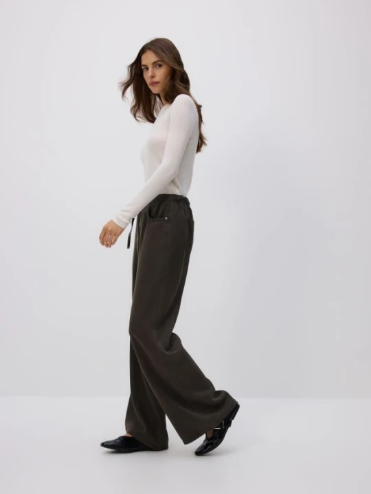 Zdjęcie produktu Reserved - Jeansy wide leg z lyocellu - dark grey jeans