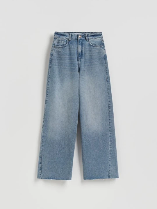 Zdjęcie produktu Reserved - Jeansy wide leg z przeszyciami - niebieski