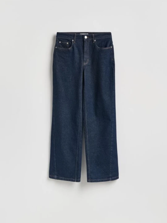 Zdjęcie produktu Reserved - Jeansy wide leg z przeszyciem - indigo jeans
