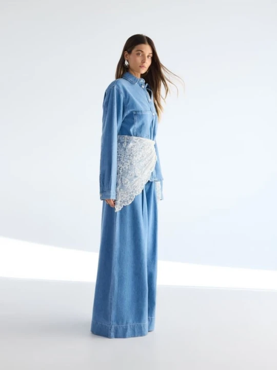 Zdjęcie produktu Reserved - Jeansy wide leg z przeszyciem - niebieski