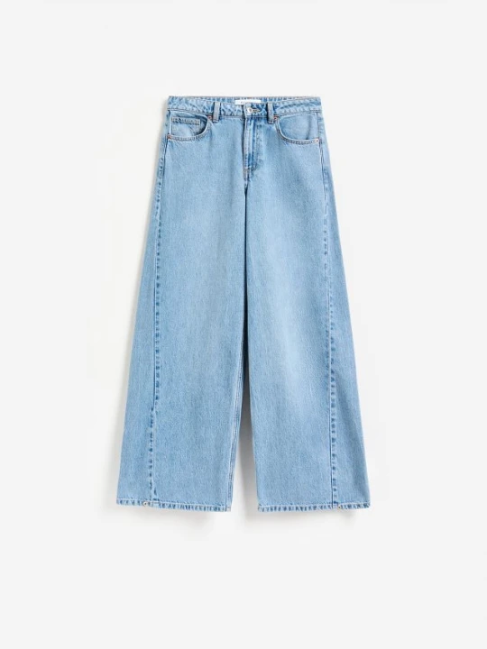 Zdjęcie produktu Reserved - Jeansy wide leg z przeszyciem - niebieski