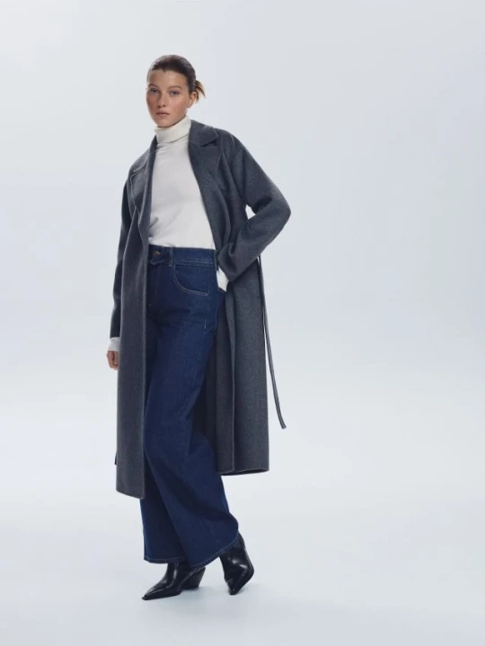 Zdjęcie produktu Reserved - Jeansy wide leg z wiązaniem - indigo jeans