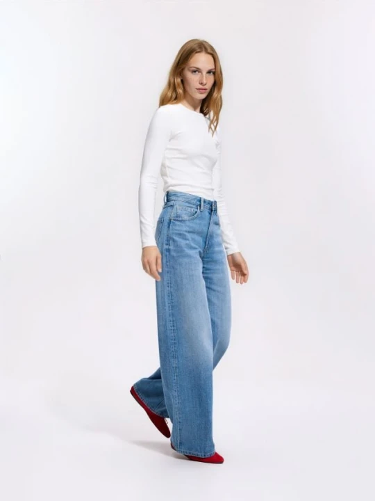 Zdjęcie produktu Reserved - Jeansy wide leg z wysokim stanem - niebieski