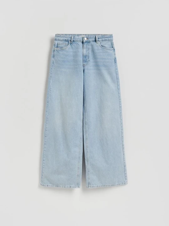 Zdjęcie produktu Reserved - Jeansy wide leg ze średnim stanem - niebieski