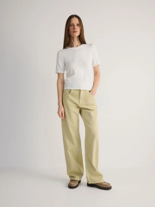Zdjęcie produktu Reserved - Jeansy wide leg - zielony