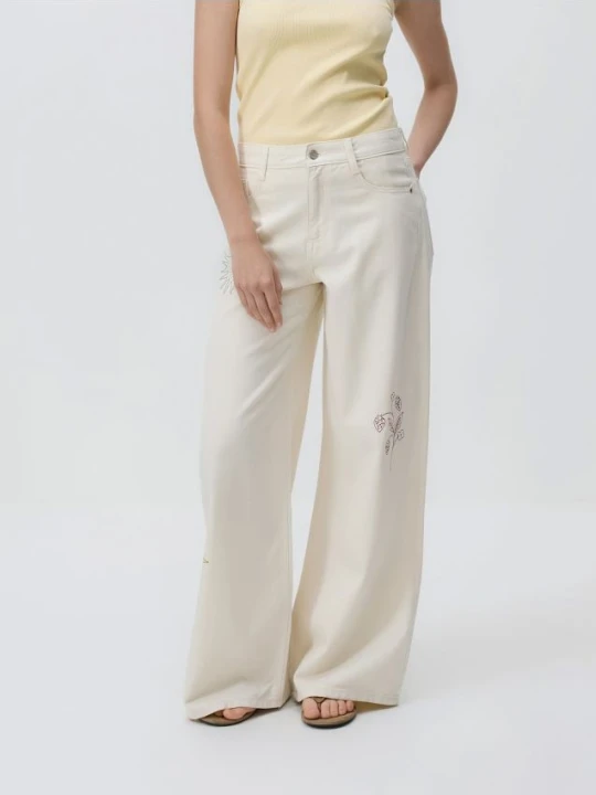 Zdjęcie produktu Reserved - Jeansy wide leg - złamana biel