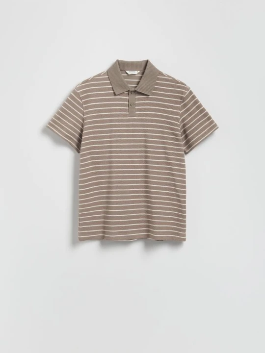 Zdjęcie produktu Reserved - Koszulka polo comfort w paski - beżowy