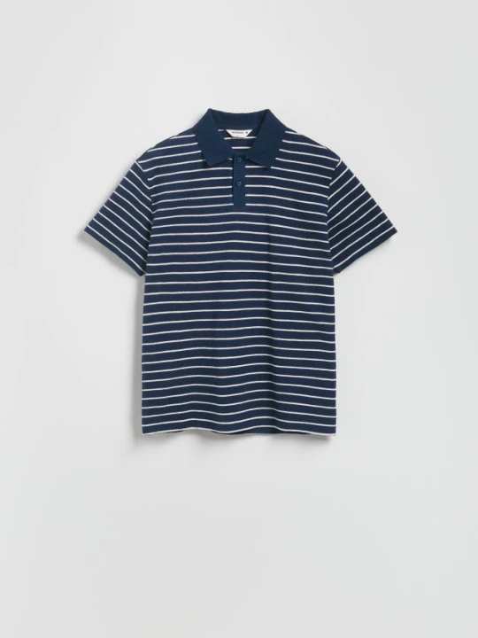 Zdjęcie produktu Reserved - Koszulka polo comfort w paski - granatowy