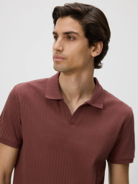 Zdjęcie produktu Reserved - Koszulka polo slim w prążek - brudny róż