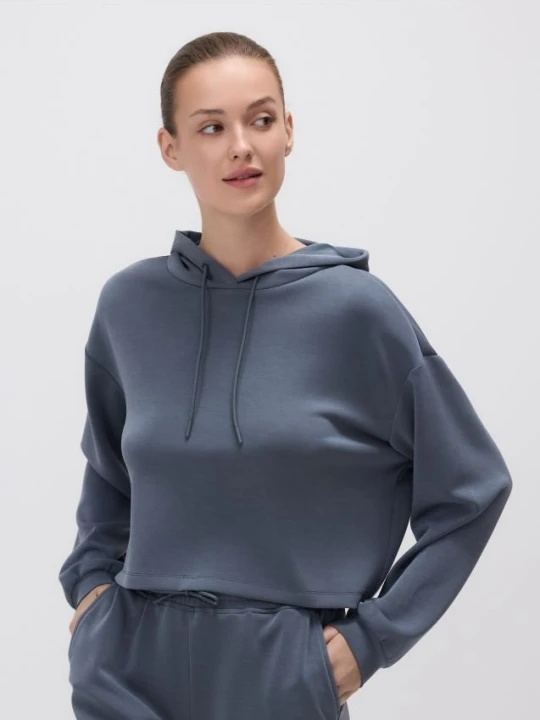 Zdjęcie produktu Reserved - Krótka bluza z kapturem - ciemnoszary