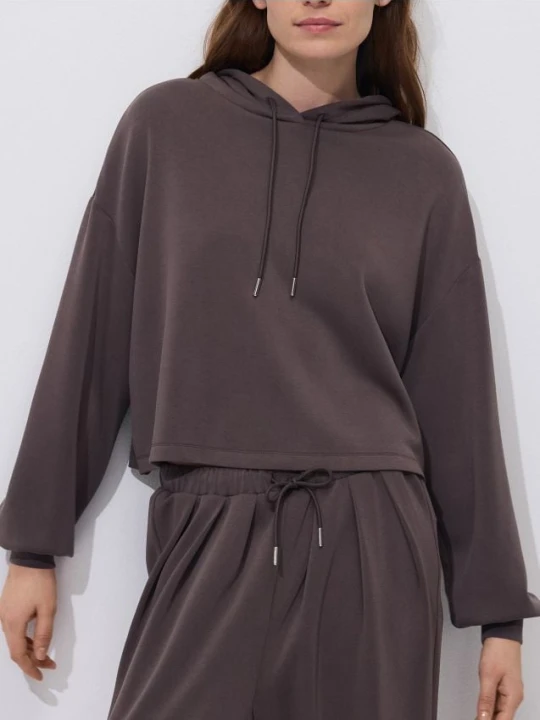Zdjęcie produktu Reserved - Krótka bluza z wiskozą - brązowy