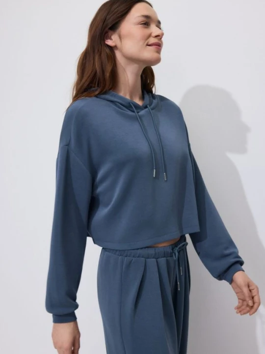 Zdjęcie produktu Reserved - Krótka bluza z wiskozą - granatowy