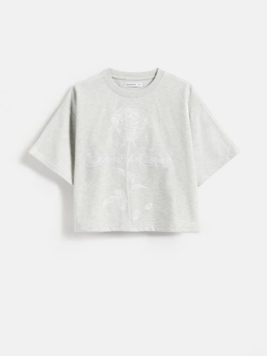 Zdjęcie produktu Reserved - Krótki t-shirt - jasnoszary