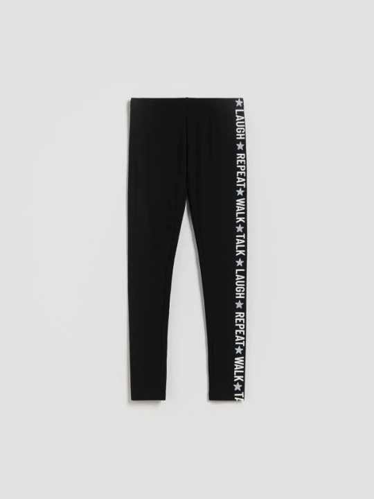 Zdjęcie produktu Reserved - Legginsy z napisem - czarny