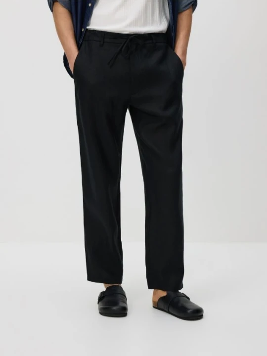 Zdjęcie produktu Reserved - Lniane spodnie chino straight - czarny