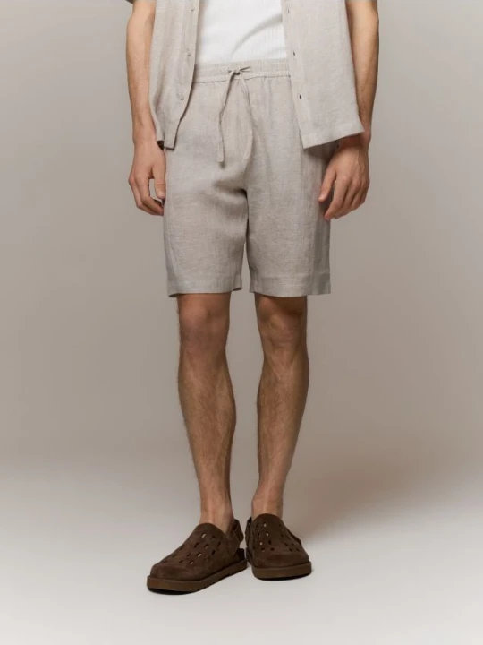 Zdjęcie produktu Reserved - Lniane szorty jogger - beżowy