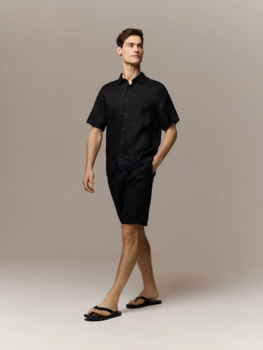 Zdjęcie produktu Reserved - Lniane szorty jogger - czarny