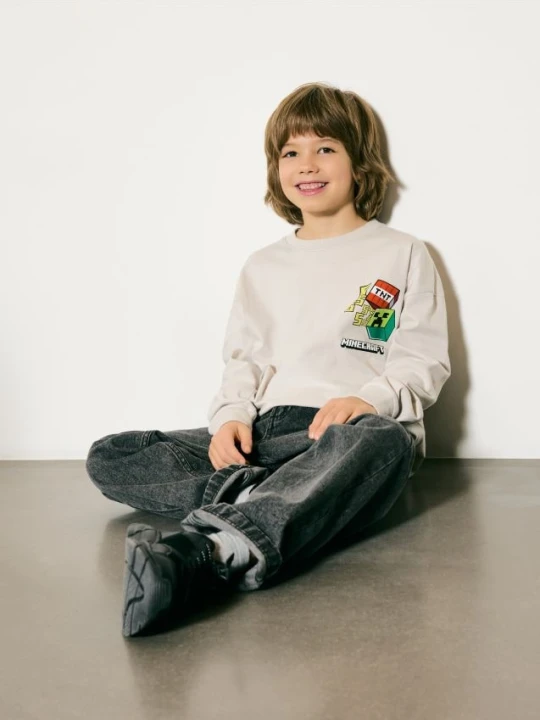 Zdjęcie produktu Reserved - Longsleeve Minecraft - jasnoszary